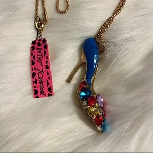 Betsey Johnson | NWT Cobalt Blue Jeweled High Heel Necklace